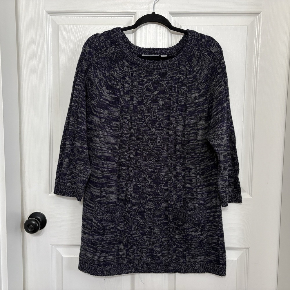 Jason Maxwell Sweater Womens 1X Purple Marled Tunic Pockets Cozy Cottagecore
